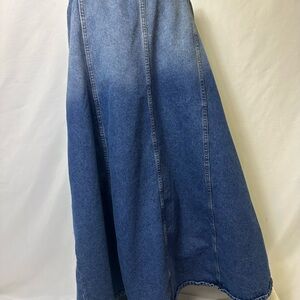 Inherit Brand Denim Maxi Skirt Size 17/18 Regular W Pockets Blue 2 Tone